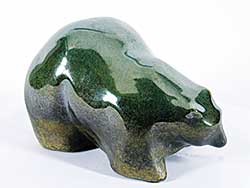#1611 ~ Evans - Glazed Green Raku Bear