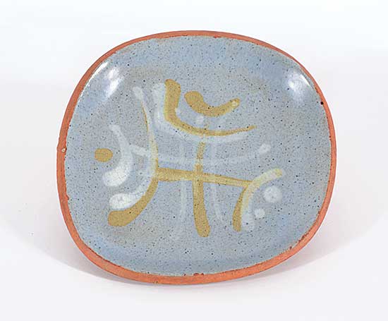 #219 ~ Ohe - Untitled - Small Dish with White and Yellow Figures
