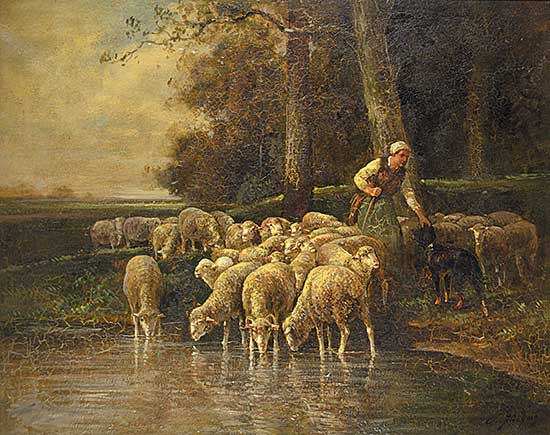 #304 ~ Jacque - Untitled - Shepherd Watering the Flock