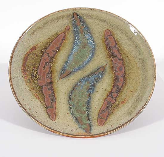 #1330 ~ School - Plate with Blue and Brown Arcs