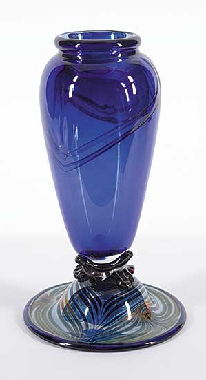 #1405 ~ Chandler - Tall Cobalt Vase with Large Foot