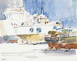 #1087 ~ Jurgens - Untitled - Docked at the Harbour