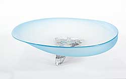 #1411 ~ Gibeau - Blue Platter with Free Form Foot