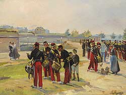 #309 ~ Dupray - Untitled - Military Scene with Drum Corps
