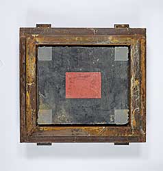 #1004 ~ Allain - Untitled - Red and Grey Squares with Metal Frame