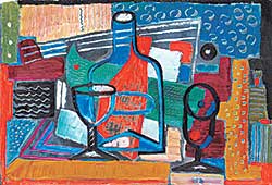 #408.1 ~ Brandtner - Untitled - Abstract with Bottle and Boat
