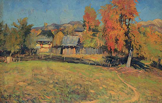 #319 ~ School - Untitled - Village in Autumn