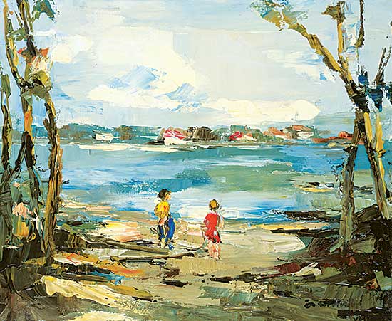 #1162 ~ School - Untitled - Kids Playing on the Shore