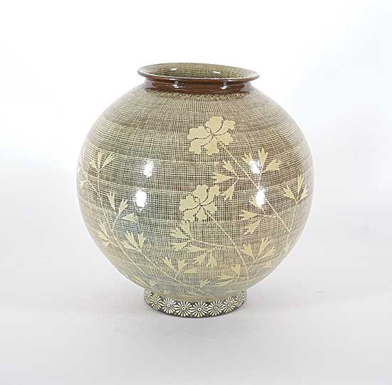 #210 ~ School - Untitled - Floral Thatched Pattern Vase