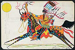 #311 ~ Guardipee - Untitled - Colourful Horse and Rider on Leger Paper