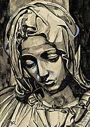 #1250 ~ School - Untitled - Ink Sketch of Madonna