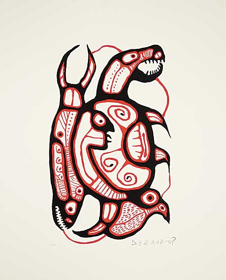 #1540 ~ Morrisseau - Untitled - Man and Animals  #20/50