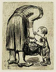 #311 ~ Kollwitz - Stehende Mutter, ihr Bublein futternd [Mother Feeding her Baby]