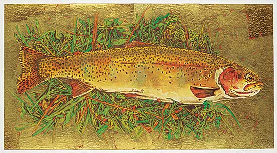 #1057 ~ Cowin - Untitled - Fish on Gold Background