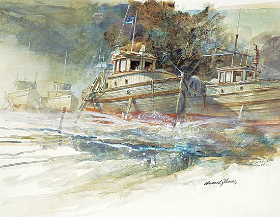 #486 ~ Johnson - Untitled - Resting Boats