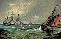 #1161 ~ Leighton - Untitled - Sailing Ships in a Choppy Sea