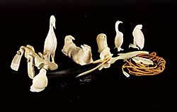 #1157 ~ School - Untitled - Collection of Nine Bone Carvings