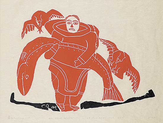 #2193 ~ Qumaluk - Untitled - Woman with Big Fish  #19/30