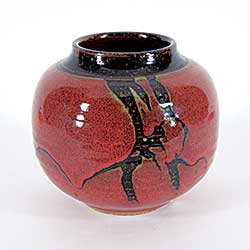 #2333 ~ Dexter - Untitled - Red and Black Stoneware Vase