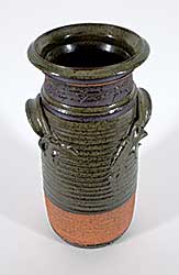 #2354 ~ Liske - Untitled - Green and Brown Vase with Handles