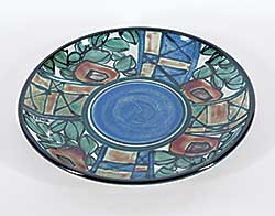 #2367 ~ Pike - Untitled - Green and Blue Flower Plate