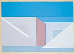 #1174 ~ Jorgensen - Untitled - Geometric Blue and Pink  #15/20