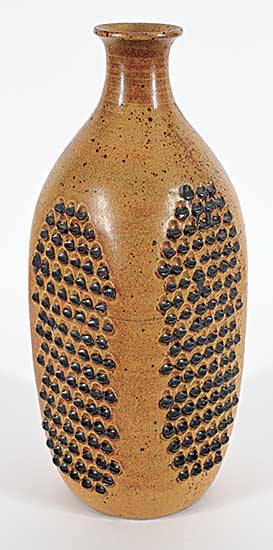 #2230 ~ Devries - Untitled - Tan and Black Grater Vase