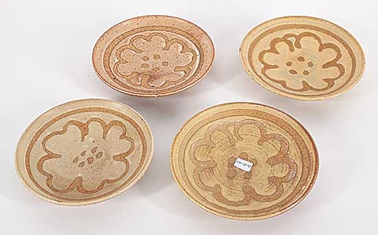 #2248 ~ Diakow - Untitled - Four Tan Plates with Flower Design