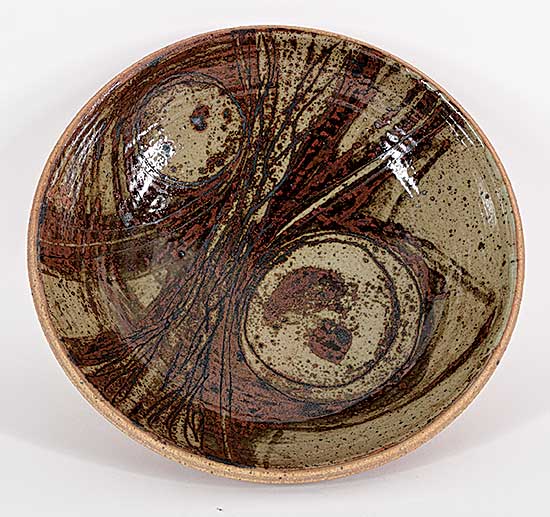#2340 ~ Porter - Untitled - Olive and Brown Bowl with Abstract Design