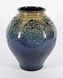 #2240 ~ Diakow - Untitled - Blue Vase with Flower Pattern
