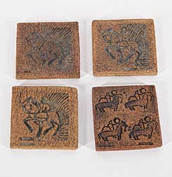 #2247 ~ Diakow - Untitled - Four Coasters with Horse and Rider Designs
