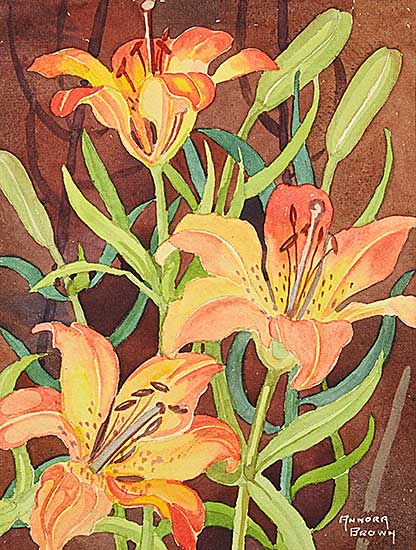 #1044 ~ Brown - Untitled - Tiger Lilies
