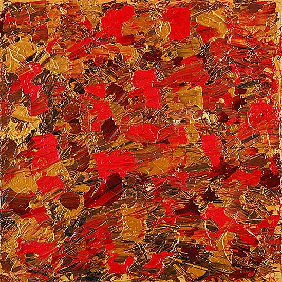 #1256 ~ Ponsford - Untitled - Red and Gold Abstract