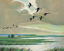 #2119 ~ Evoy - Untitled - Geese Taking Flight