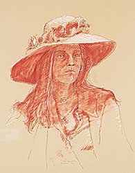 #2244 ~ McInnis - Untitled - Woman with a White Summer Hat